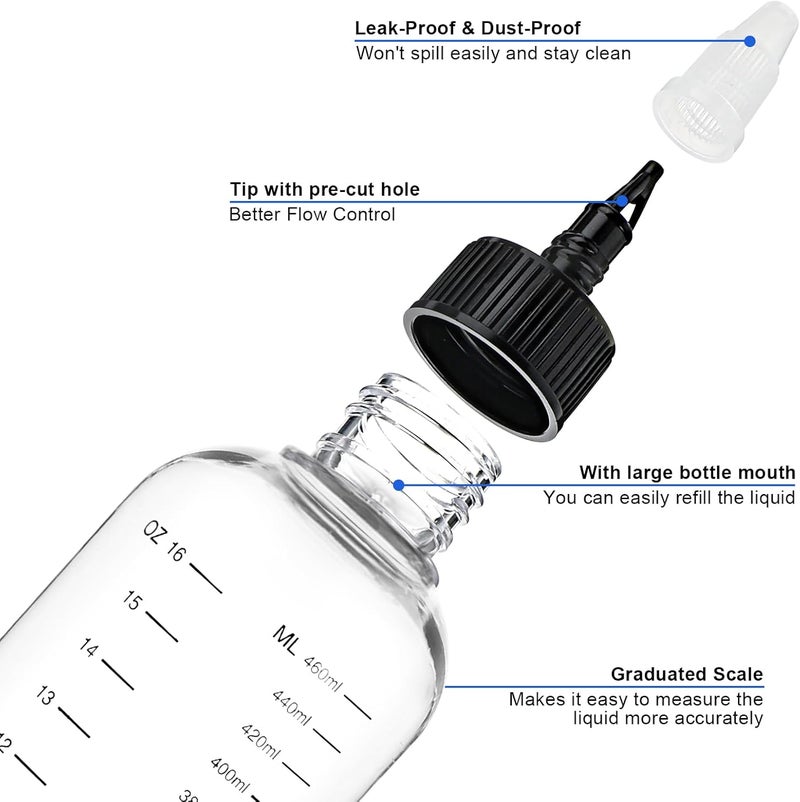 COMNICO 2 Pack Applicator Bottle for Hair 16.9oz Soft Squeeze Empty Oil Dispenser Hair Color Applicator Root Hair Dye PET Plastic Refillable Bottles for Salon Sylist with Graduated Scale and Twist Top - Image 3